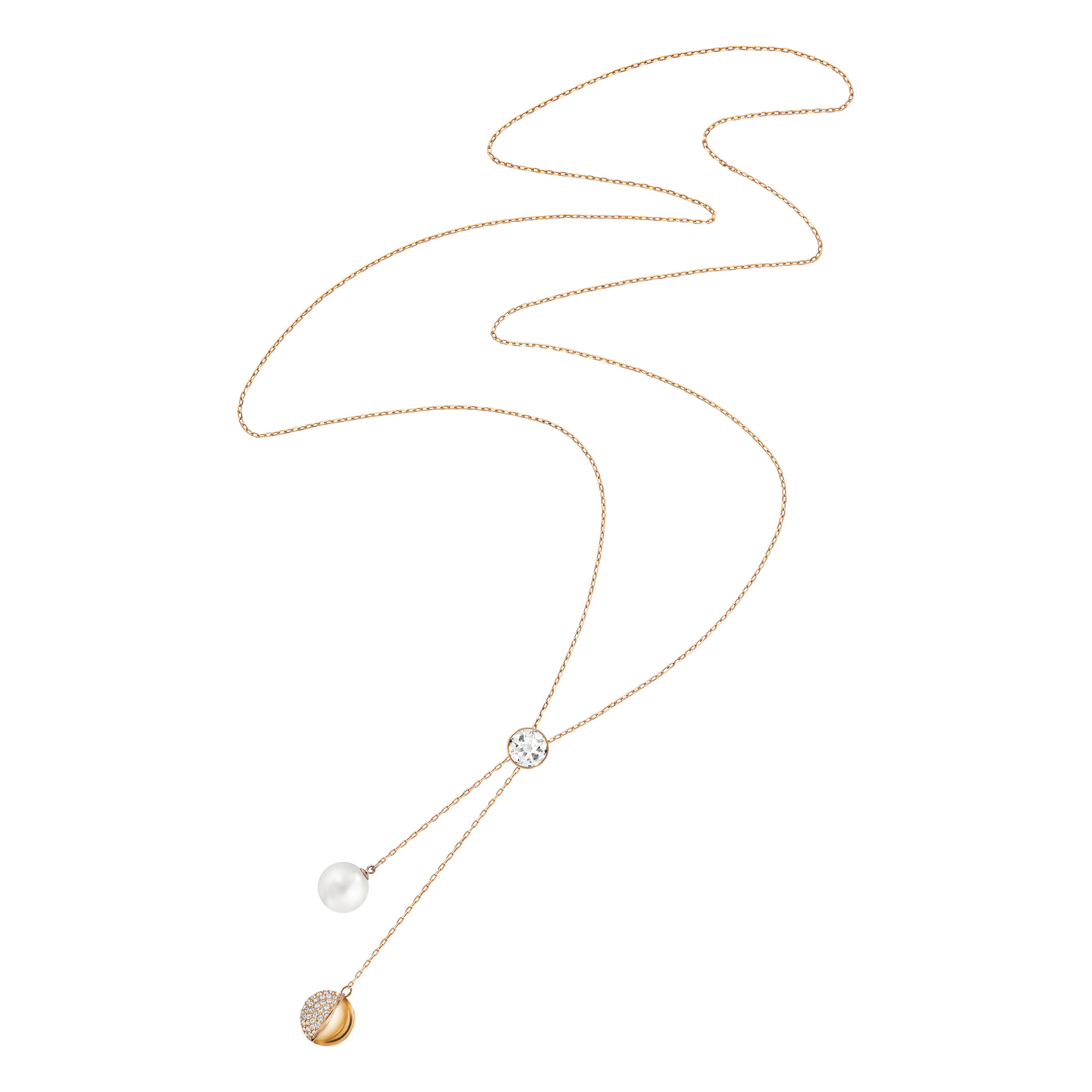 swarovski forward y necklace  white  rose gold tone plated