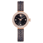 swarovski matrix pearl bangle watch  swiss made  crystal bracelet  black  rose gold tone finish