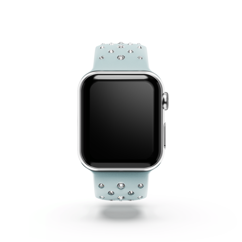 swarovski watch strap  silicone with stitching  green  stainless steel