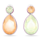 Orbita clip earrings, Drop cut crystals, Multicolored, Rhodium plated