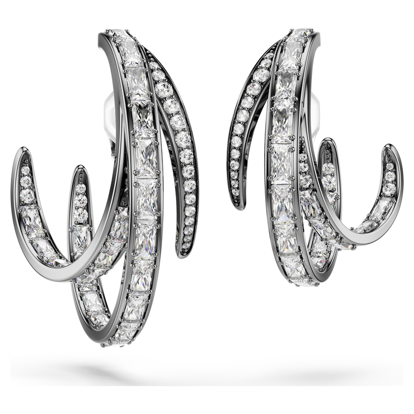 swarovski the vienna collection ear cuff set  3   feather  white  ruthenium plated