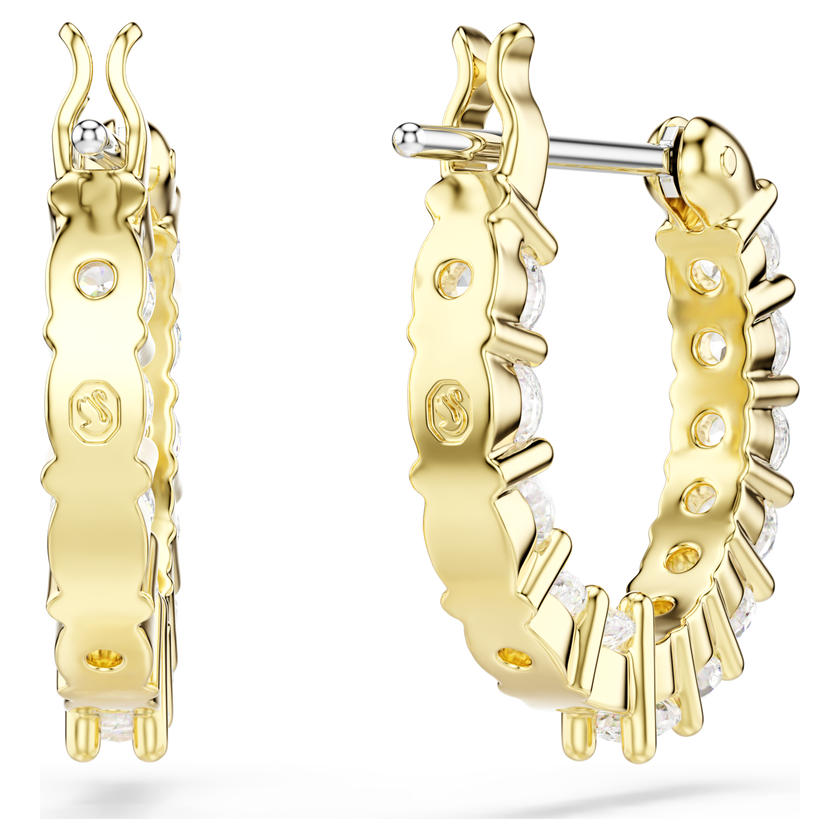 swarovski matrix vittore hoop earrings  round cut  white  18k gold finish