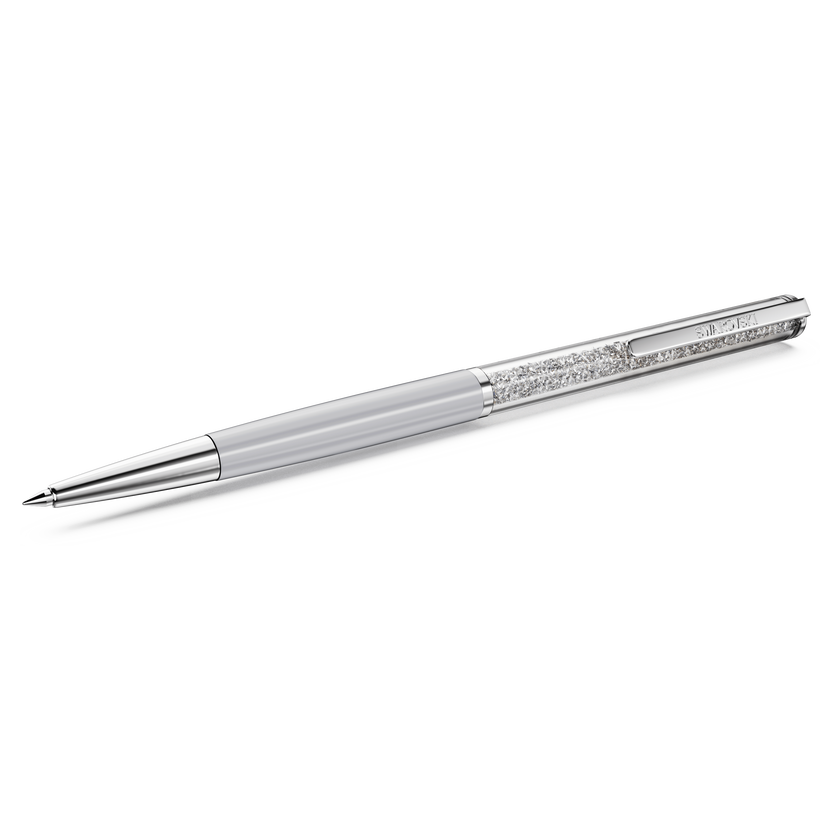 swarovski crystalline silk ballpoint pen  white  white lacquered  chrome plated