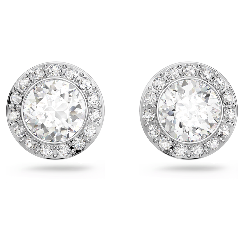 swarovski una angelic set  round cut  white  rhodium plated