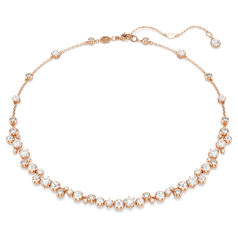 swarovski constella necklace  round cut  white  18k rose gold finish