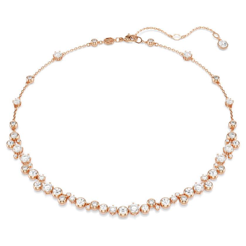 swarovski constella necklace  round cut  white  18k rose gold finish