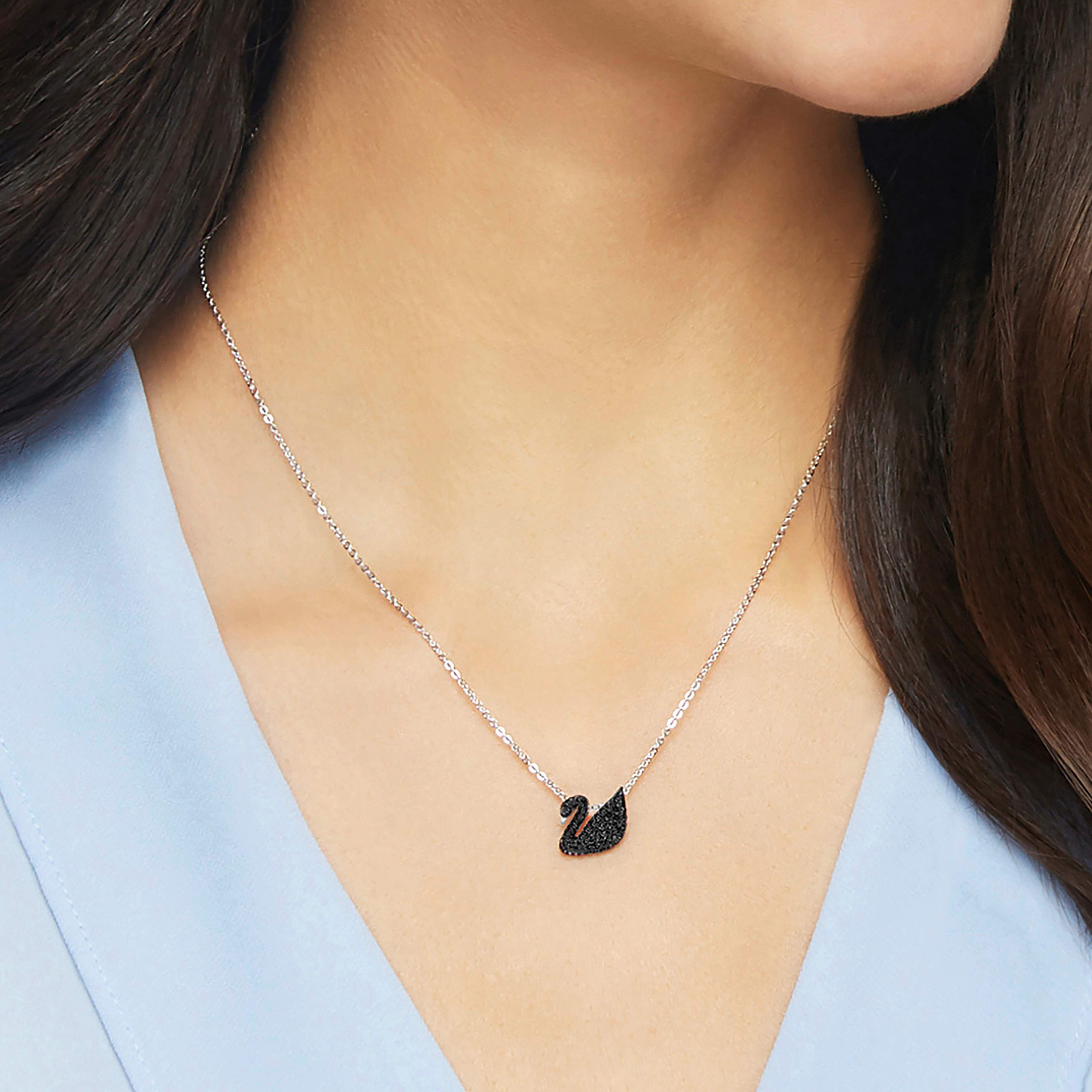 Buy Swarovski Iconic Swan Pendant Small Black Rhodium Plated
