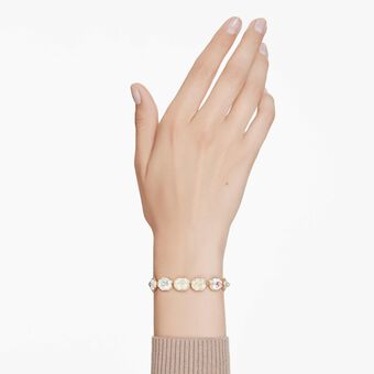 swarovski chroma tennis bracelet  octagon cut  multicolored  gold tone plated