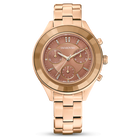 swarovski octea lux sport watch metal bracelet brown gold tone finish