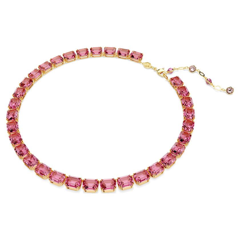 swarovski millenia necklace  octagon cut  pink  gold tone plated