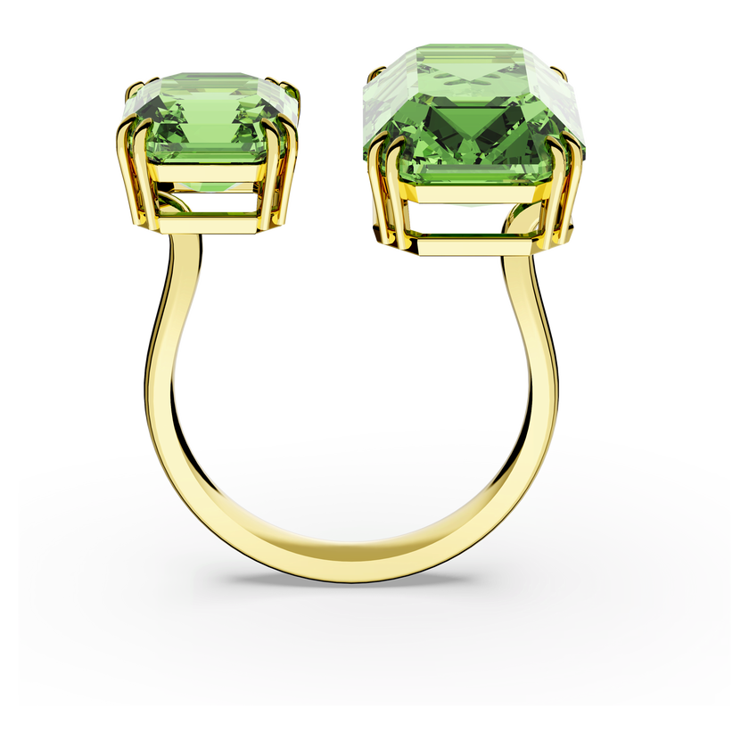 swarovski millenia cocktail ring  octagon cut crystals  green  gold tone plated