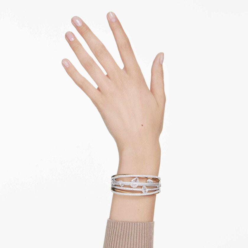 swarovski hyperbola bangle  mixed cuts  white  mixed metal finish