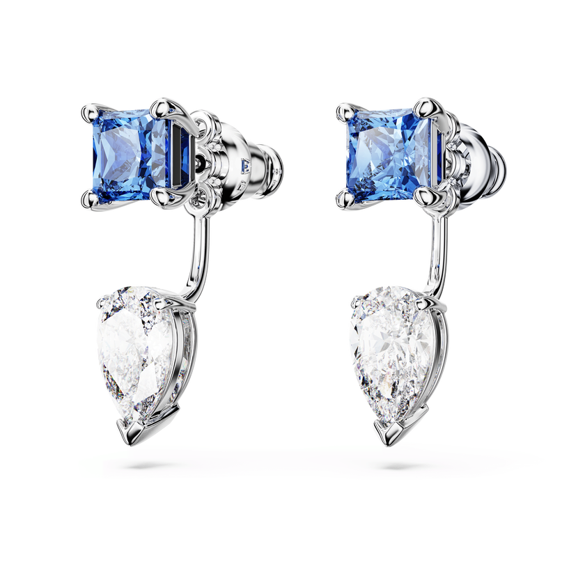 swarovski mesmera earring jackets  mixed cuts  detachable  blue  rhodium plated