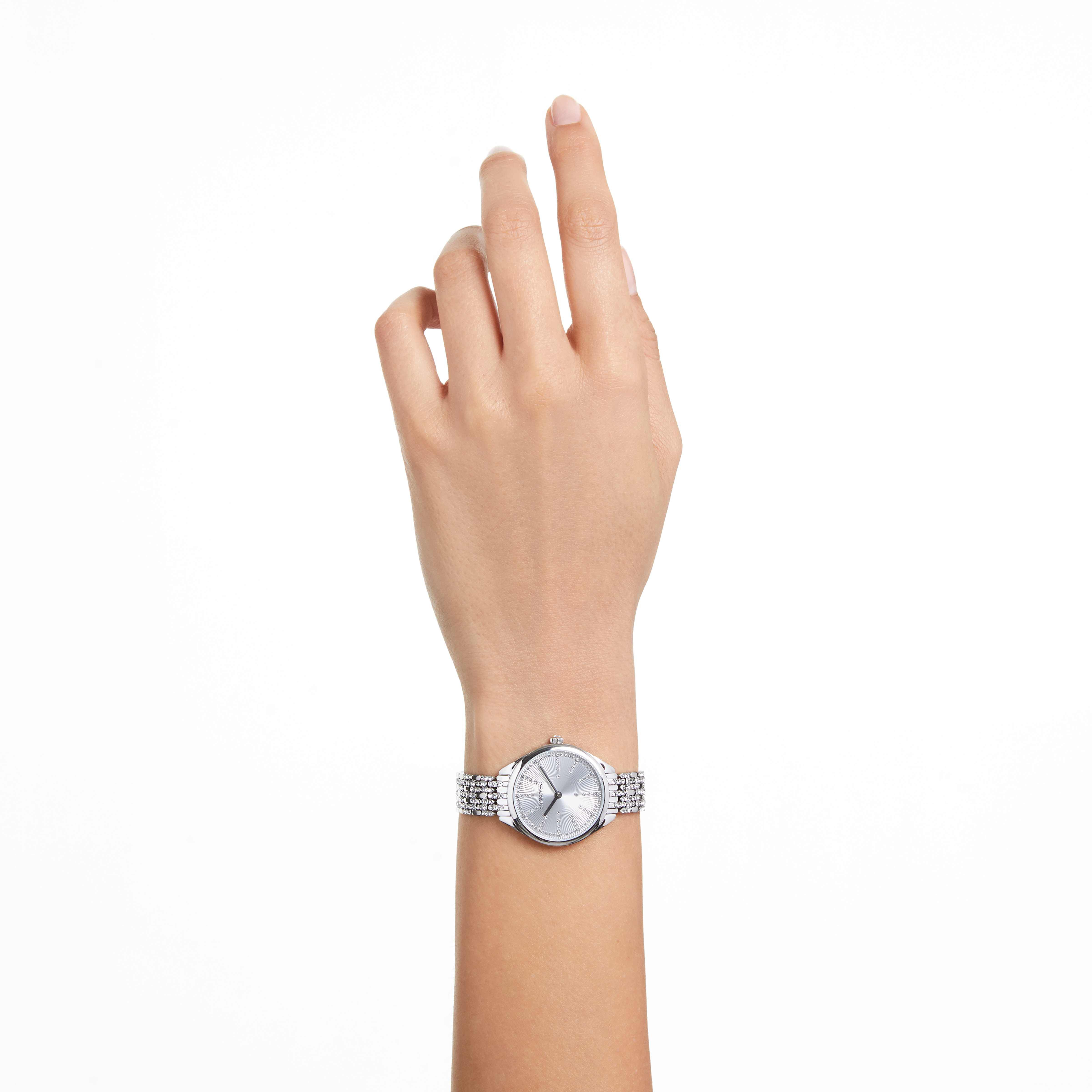 Attract watch Swiss Made Full pave Crystal bracelet Silver tone Stainless steel
