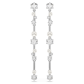 swarovski constella drop earrings crystal pearl round cuts white rhodium plated