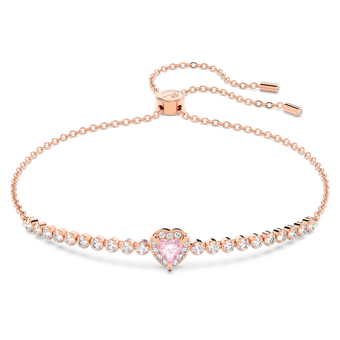 swarovski one bracelet heart pink rose gold tone plated