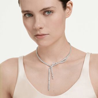 swarovski mesmera y necklace  mixed cuts  white  rhodium plated