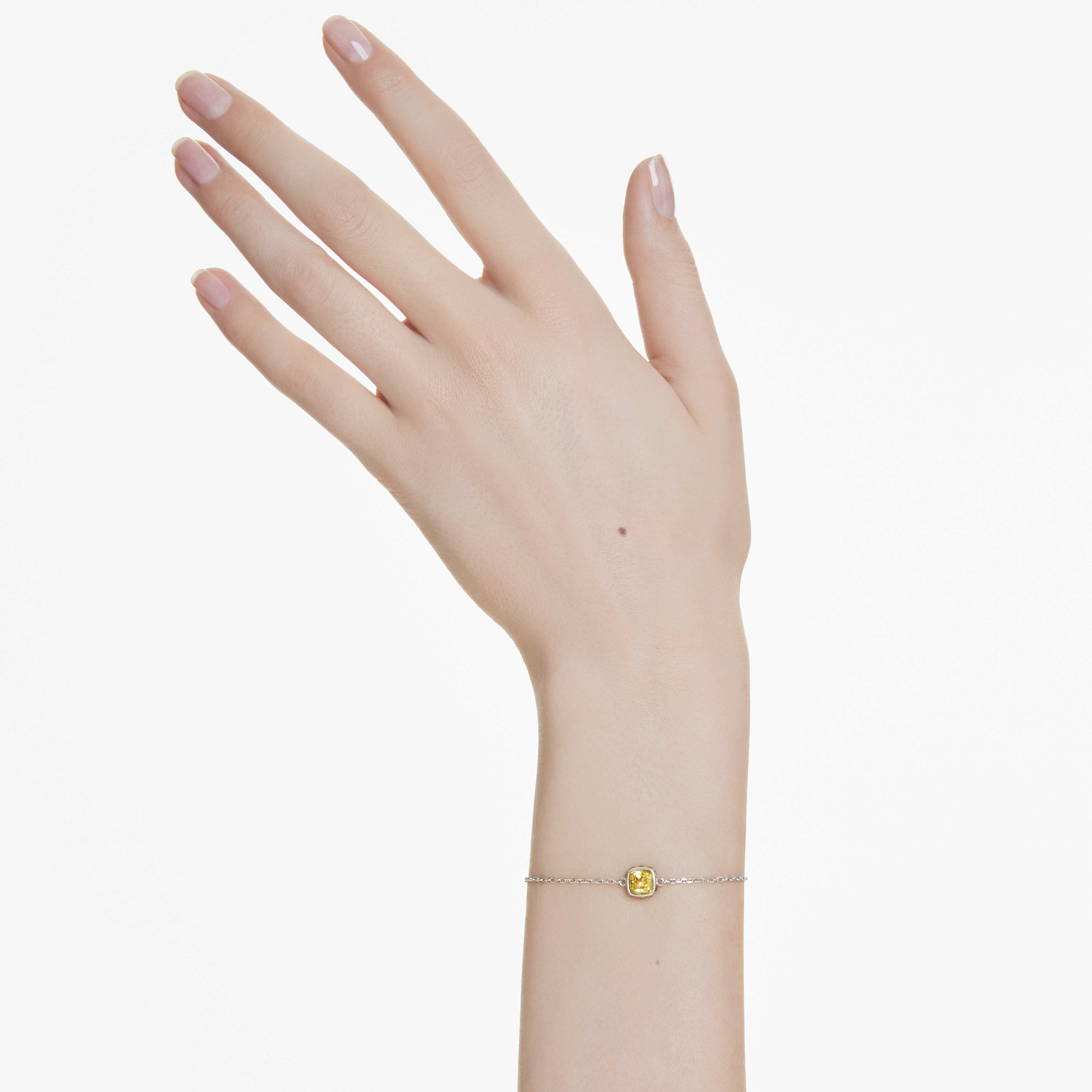 swarovski birthstone bracelet  square cut  november  yellow  rhodium plated