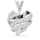 Volta pendant, Heart, Large, White, Rhodium plated
