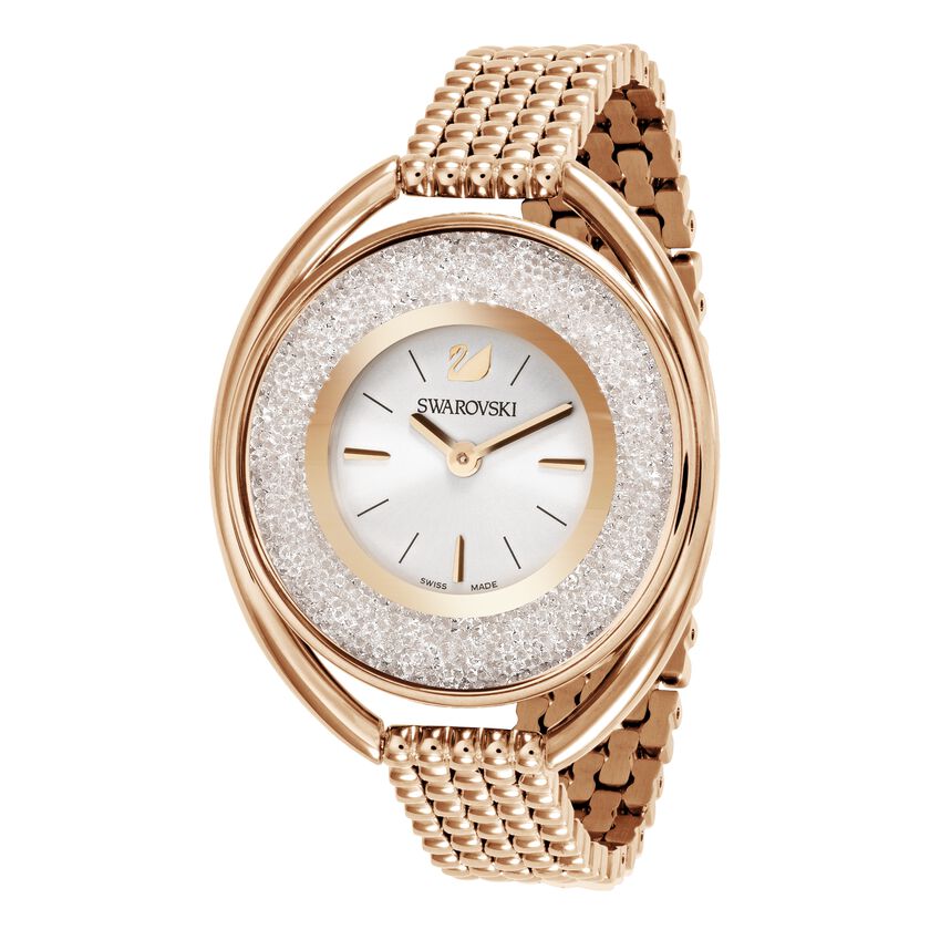 Crystalline Oval Bracelet Watch, Rose Gold Tone