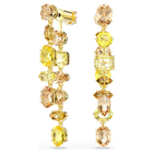 swarovski gema drop earrings asymmetrical design mixed cuts long yellow gold tone plated
