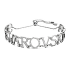 Wordmark bracelet, Swarovski, White, Rhodium plated