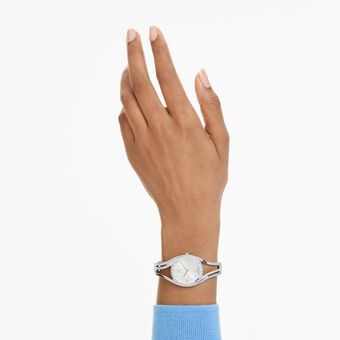 swarovski hyperbola bangle watch  swiss made  metal bracelet  blue  stainless steel