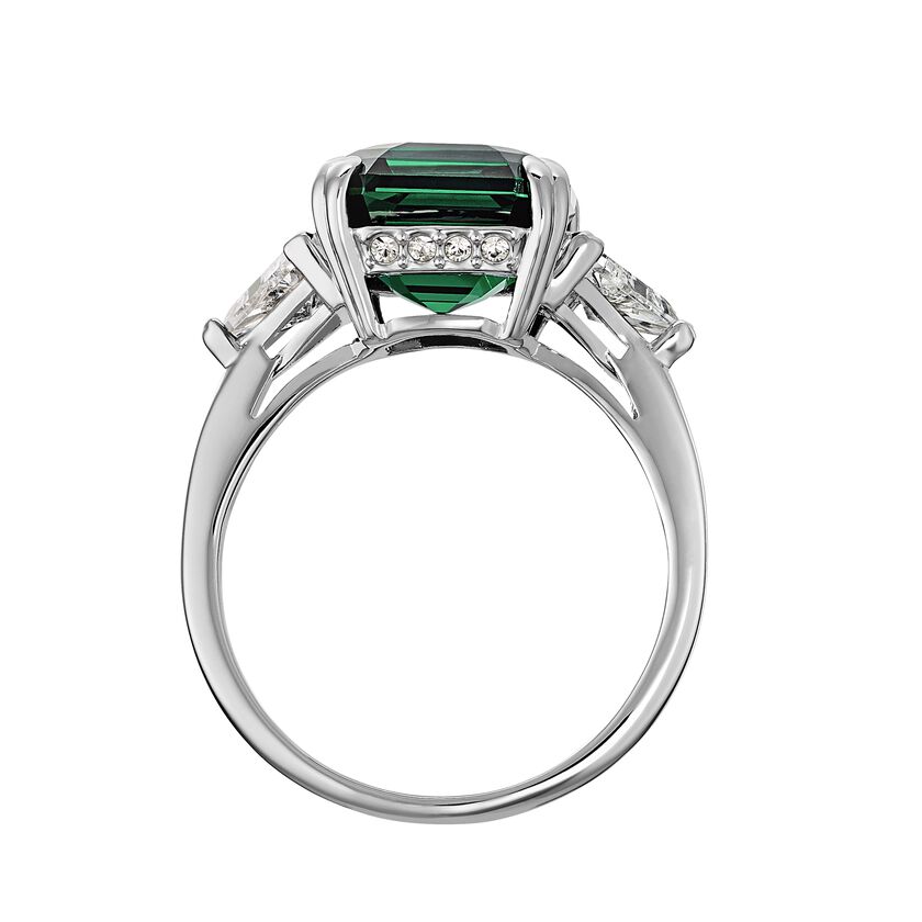 Attract Cocktail Ring, Green, Rhodium plated