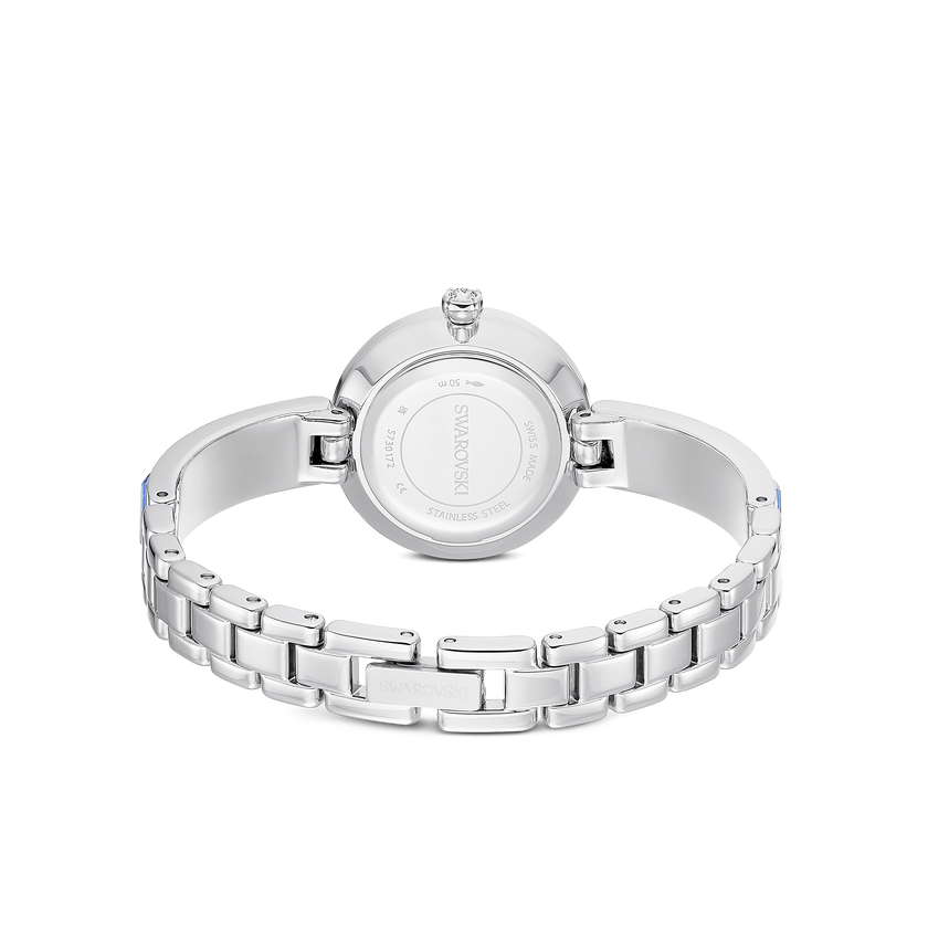 swarovski matrix bangle watch  swiss made  crystal bracelet  blue  stainless steel