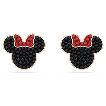 swarovski mickey   minnie stud earrings  multicolored  rose gold tone plated