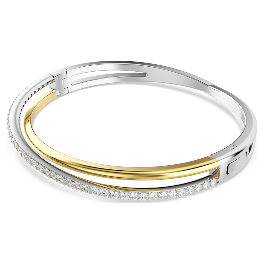 swarovski hyperbola bangle  round cut  white  mixed metal finish