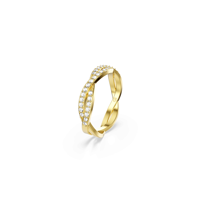 swarovski infinity ring  pav   white  18k gold finish