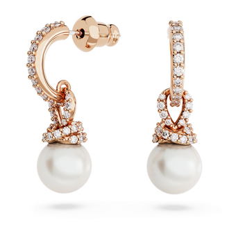 swarovski originally drop earrings  white  rose gold tone plated
