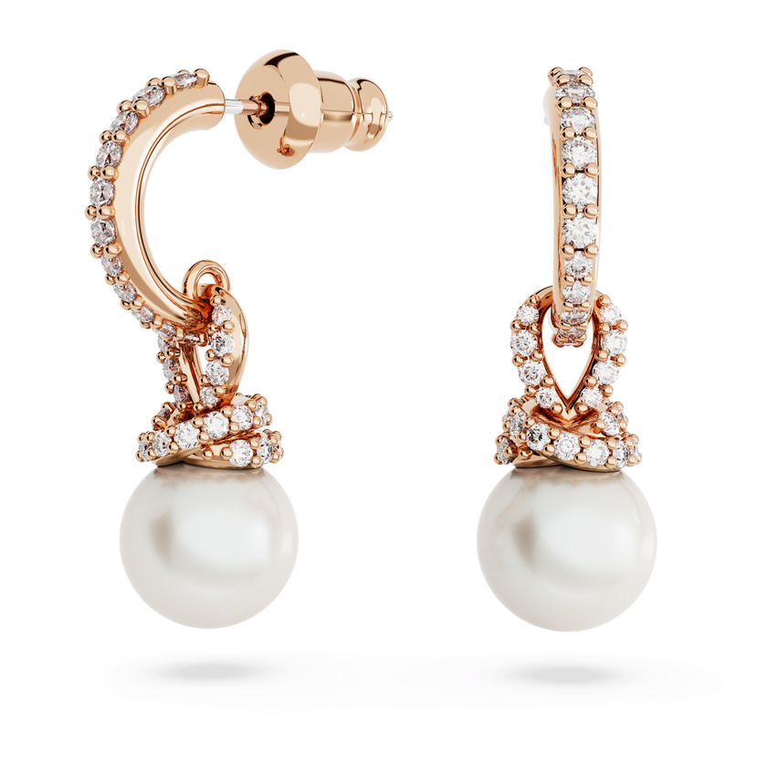 swarovski originally drop earrings  white  rose gold tone plated