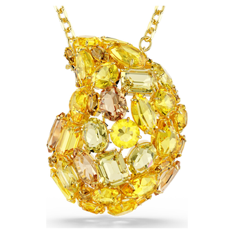 swarovski gema pendant and brooch yellow gold tone plated