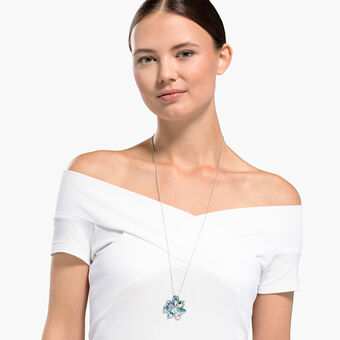 swarovski sunny flower pendant  light multi colored  rhodium plated