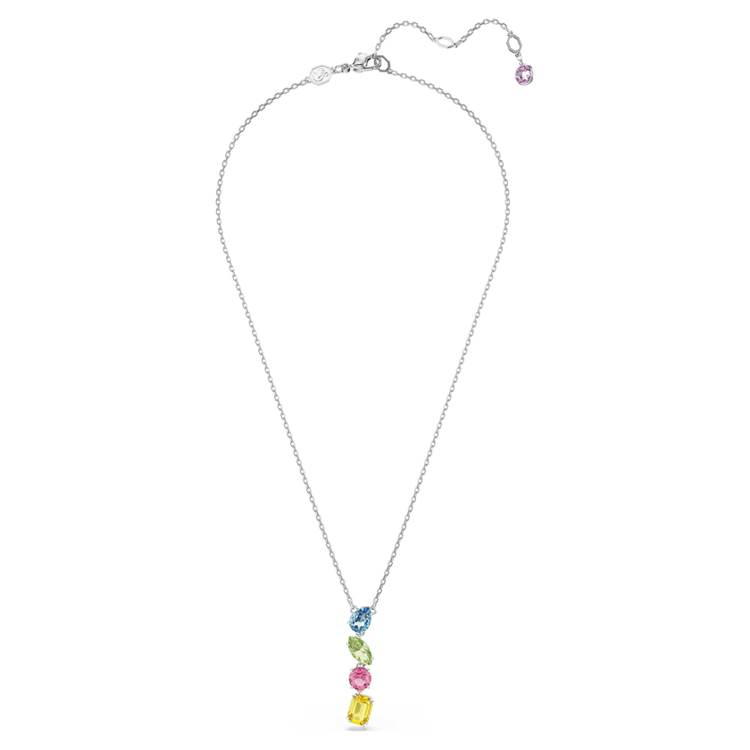 swarovski gema y pendant  mixed cuts  multicolored  rhodium plated