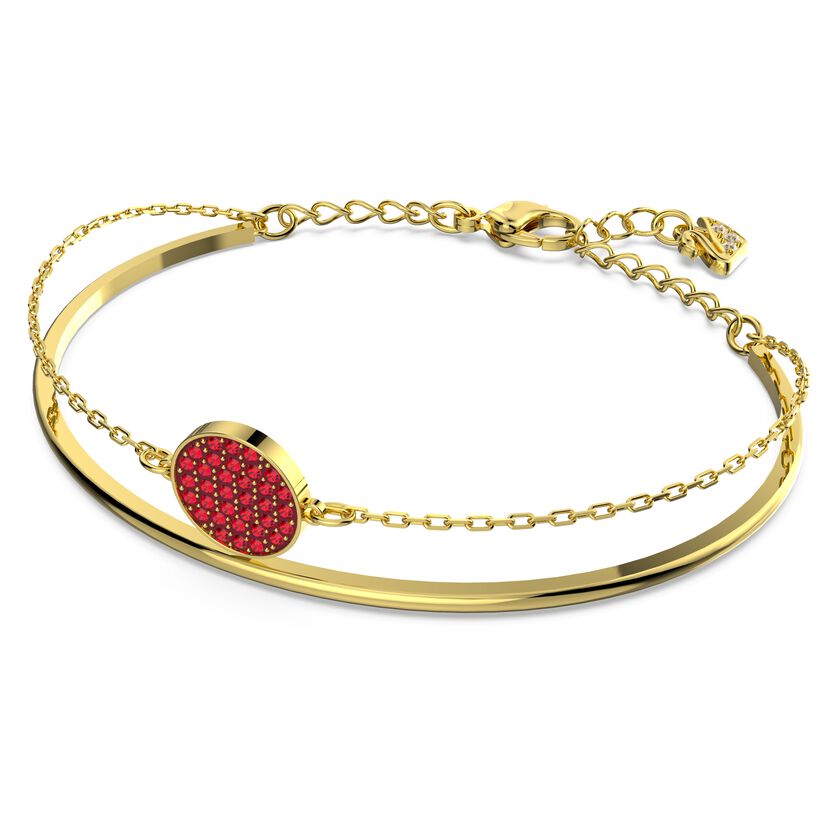 Ginger bangle, Red, Gold-tone plated