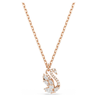 swarovski swan pendant  mixed cuts  swan  white  18k rose gold finish
