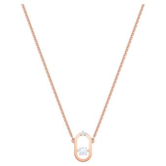 swarovski sparkling dance necklace  round cut  oval shape  white  rose gold tone plated