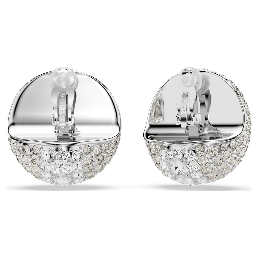 swarovski sublima clip earrings  white  rhodium plated