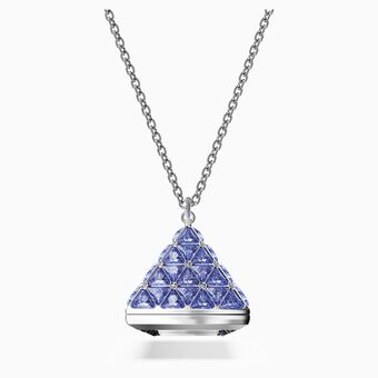 Pendant watch, Triangle cut, Blue, Stainless steel