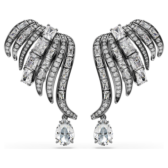 swarovski the vienna collection ear cuffs  feather  white  ruthenium plated