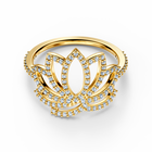 Swarovski Symbolic Lotus Ring, White, Gold-tone plated