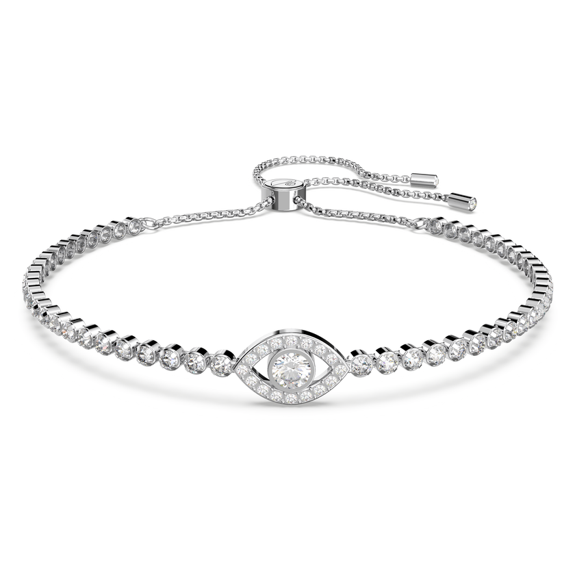 swarovski subtle bracelet  evil eye  white  rhodium plated