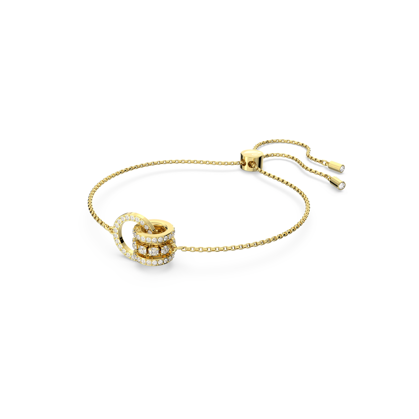 swarovski further bracelet  interlocking loop  white  gold tone plated