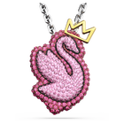 swarovski pop swan pendant swan long pink rhodium plated