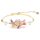 swarovski gema bracelet mixed cuts flower pink gold tone plated