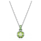 swarovski birthstone pendant square cut august green rhodium plated