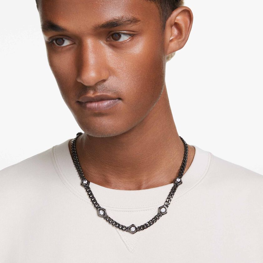 Numina necklace, Round cut, White, Ruthenium plated | Swarovski UAE